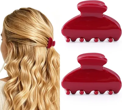 Imagen del producto de Horquillas pequeñas, 2 unidades, de acetato, color rojo, para mujer