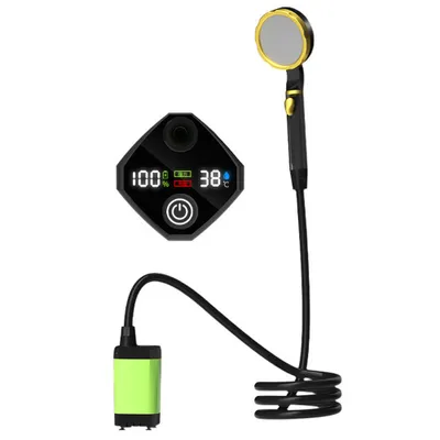 Produktbild von Campingduschpumpe, Außendusche, elektrische Duschpumpe, Duschkopf, wiederaufladbar, mit Digitalanzeige, grün, 6000mAh