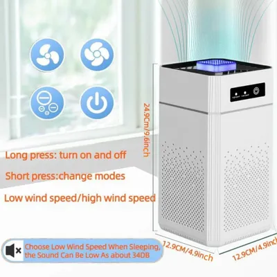 Produktbild von H13 HEPA-Luftreiniger mit Negativionen-Technologie, 18 W, 500 m³/h Luftmenge und USB-Stromversorgung