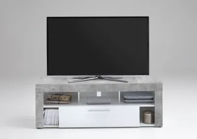 Produktbild von FMD furniture 271-001 TV/HiFi Lowboard in Ausführung Beton Light Atelier/Weiß, Maße 150 x 53 x 41,5 cm (BxHxT)