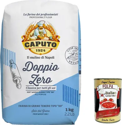 Produktbild von 24x Farina Molino Caputo Doppio zero Classica, farina per Pizza Napoli Pizzamehl Pizza Mehl 1kg + Italian Gourmet polpa 400g
