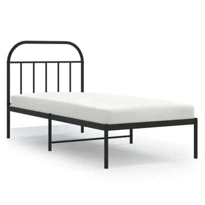 Image de vidaXL Cadre de lit avec tête de lit en métal noir 90x200 cm