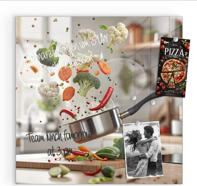 Produktbild von Magnettafel 50x50cm Pinnwand Whiteboard beschreibbar - Kochen Mit Gemüse