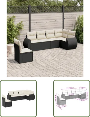 Produktbild von The Living Store 6-tlg. Garten-Sofagarnitur mit Kissen Schwarz Poly Rattan