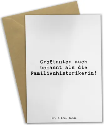 Produktbild von Mr. & Mrs. Panda Klappkarte Spruch Großtante Historikerin - Weiß - Geschenk, osterkarte, Familienerbe, Glückwunschkarte, einladungskarten, osterkarten, Familienmitglieder