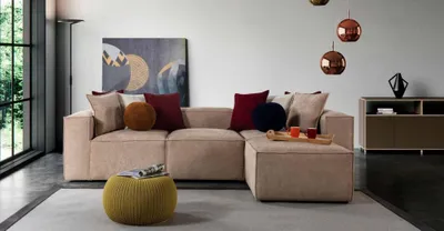 Produktbild von Beiges Wohnzimmer Luxus Ecksofa L-Form Sofa Polster Moderne Couchen Neu