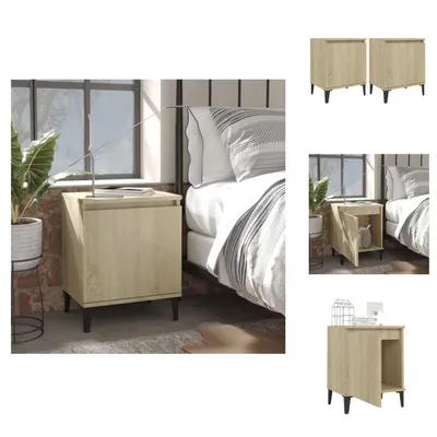 Productafbeelding van vidaXL Nachtkastjes met metalen poten, 2 stuks, Sonoma-eikenhout, 40x30x50 cm - Nachtkastjes