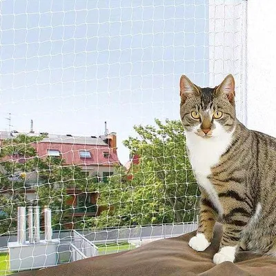 Produktbild von Famanu Katzennetz für Balkon - Wetterfestes, transparentes Nylon - 3 x 3 Meter
