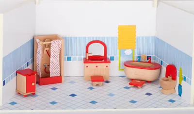 Zdjęcie produktu dla Goki Furniture for flexible puppets, bathroom, Łazienka dla lalki, 3 lat(a), 620 g