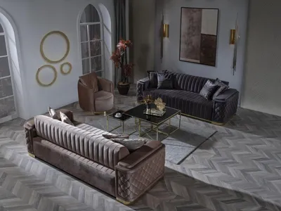 Produktbild von Chesterfield Sofagarnitur Couch Polster Set 3tlg. Garnitur Sofa Couchen Samt