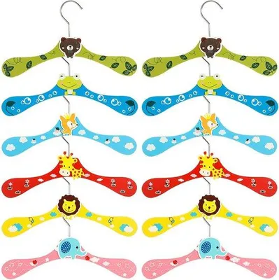 Produktbild von Famanu Kinderkleiderbügel 12 Stück - Bunte Tiermuster - 28 cm