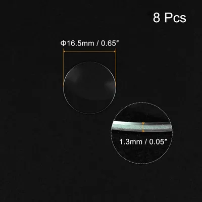 Produktbild von 8Pack 16.5mm Uhrglas Kristalllinse Einkuppel 1.3mm Randst?rke fš¹r Reparatur Klar