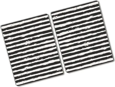 Produktbild von Tulup Glas Herdabdeckplatte - 2x40x52 cm - Glaskeramikkochfeld-Abdeckung Spritzschutz Glasabdeckplatte Kochplattenabdeckung und Schneidebrett - Zweiteilig - Sonstige - Streifen - Schwarzweiß