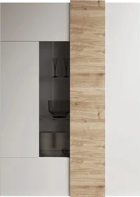 Immagine prodotto di Dmora Vetrina Gorizia 121x44x169h cm Bianco Lucido, 8 Ripiani 2 Ante