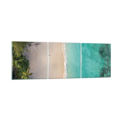 Produktbild von Bilder auf glas - 3 Teile - Strand Tropen Rand - 150x50cm - Glasbilder - Wandbilder - Bilder - zum Aufhängen bereit - Wanddekoration aus Glas - Glas Bilder - Wandbild auf Glas - GCA150x50-5000