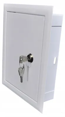 Produktbild von Laco DR-1 Revisionsklappe Metall weiß 15x30cm mit Schlüssel