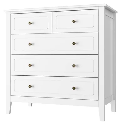 Zdjęcie produktu dla Komoda biała, z 5 szufladami, wymiary 80x40x80 cm, wykonana z MDF