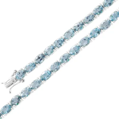 Produktbild von Blautopas Armband Silber 925 wasserblaue Edelsteine 18