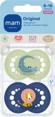 Produktbild von MAM Original matt Silikon 6-16 "Krokodil/Löwe" 2 Stück – 6er Vorteilset