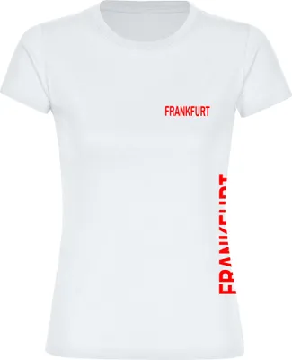 Produktbild von multifanshop Damen T-Shirt - Frankfurt - Brust & Seite, weiß, Größe XXL