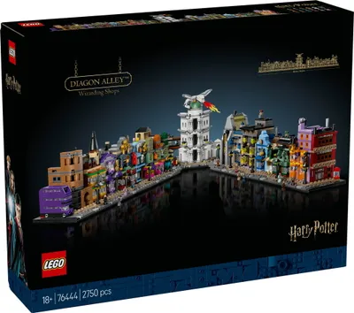 Produktbild von LEGO Harry Potter Die Zauberläden der Winkelgasse, magisches Modell zum Ausstellen, Läden im Mikromaßstab aus LEGO Steinen, 12 Mikrofiguren zum Sammeln für Erwachsene, Sammlerstück, Geschenkidee 76444
