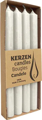 Produktbild von Stabkerzen aus Paraffin, Wollweiß, Rustic, WENZEL, 250/22 mm, Brenndauer ca. 10h, plastikfrei, 4 Stück