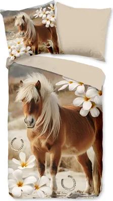Produktbild von Duvet cover Pure 135x200 + 1* 80x80 cm - horse & flowers
