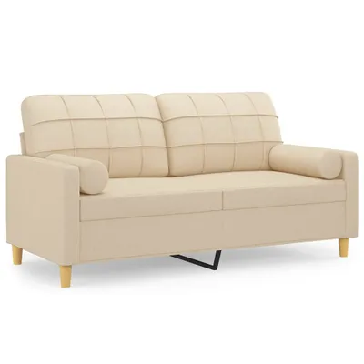 Produktbild von vidaXL 2-Sitzer-Sofa mit Zierkissen Creme 140 cm Stoff