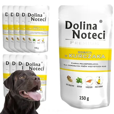 Zdjęcie produktu dla Mokra Karma Dla Psa Dolina Noteci Premium Bogata W Kurczaka Saszetka 10x150g