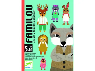 The image shows the front of a board game box with cartoon animal characters.