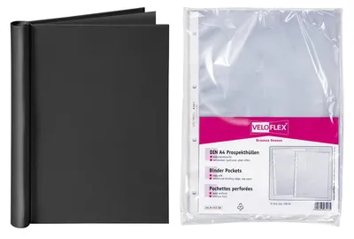 Produktbild von VELOFLEX - Klemmbinder DIN A4 Schwarz mit 10 Prospekthüllen