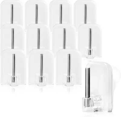 Produktbild von com-four® 12x selbstklebende Gardinenhaken für Gardinenstangen, Vitragestangen - Klebehaken für Fenster, Fensterhaken - transparent