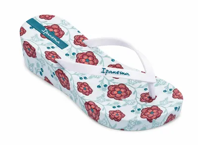 Produktbild von 82284 Ipanema Damen Plateau Sandalen weiß grün rot – Floral Sommer Schuhe Gr. 39 – bequeme Badeschuhe mit Blumenmuster (Eine Nummer größer bestellen)