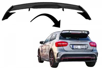 Productafbeelding van Achterspoiler voor Mercedes GLA X156, modeljaren 2014-2019, met GLA45-uitstraling, in glanzend zwart.