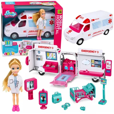 Image de Ambulance pliable pour poupées, accessoires pour Mini poupées d'hôpital, 11 pièces.