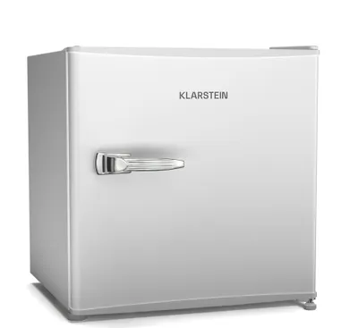 Obrázok produktu pre Klarstein Irene retro mini chladnička 46L - tichá 37 dB, nastaviteľný termostat, energeticky úsporná, malá chladnička do spálne, kancelárie, biela
