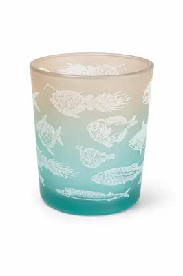 Produktbild von Glas-Windlicht Fischmotiv türkis ombre groß | Maritime Deko Teelichthalter | Kerzenhalter Fisch-Design | Küstenstil NEU