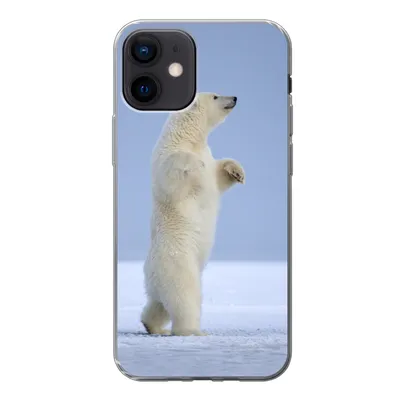 Produktbild von MuchoWow® Handyhülle Schutzhülle Hülle für iPhone 12 Eisbär - Lustig - Schnee - Kinder - Jungen - Mädchen - Kind Silikon Softcase Handy Hülle - Schutzhülle