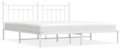 Produktbild von vidaXL Bettgestell mit Kopfteil Metall Weiß 193x203 cm