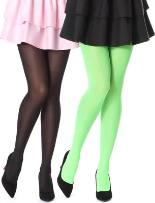 Produktbild von Bellivalini Damen Strumpfhose Mikrofaser 2 Pack 60 DEN BLVFI1002 (Schwarz/Neon Kalk (2Pack), L) .