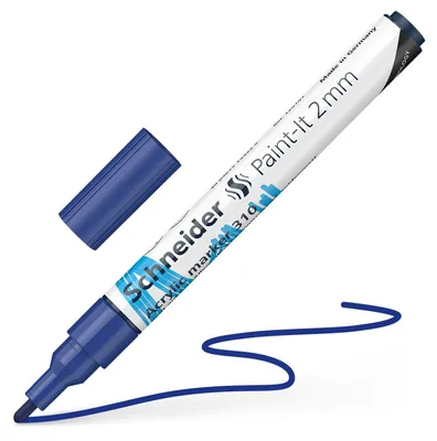 Imagen del producto de Rotulador de pintura acrílica Schneider Paint-It 310, color azul, punta de 2 mm