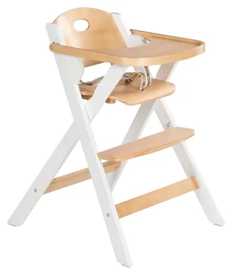Produktbild von roba Klapphochstuhl mit Essbrett - Baby Hochstuhl platzsparend klappbar - Kinderhochstuhl mit 3 Punkte Gurt - ab 6 Monaten - Holz natur / Weiß