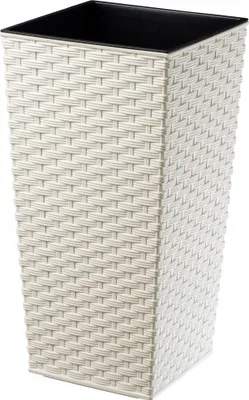 Produktbild von KADAX Blumentopf aus Kunstsoff "Pesaro", Blumenkübel, Pflanztopf, mit Einsatz, quadratisch, 25 cm, Creme
