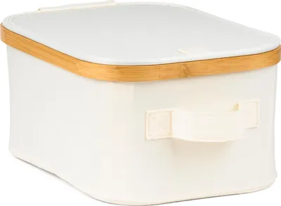 Image de Boîte de rangement G21 24 x 30 x 15 cm, bambou avec couvercle, beige