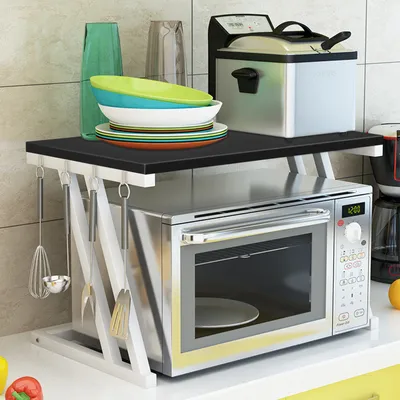 Image de Rack pour four à micro-ondes Étagère de cuisine Étagère à micro-ondes Étagère à épices 57×38×38cm