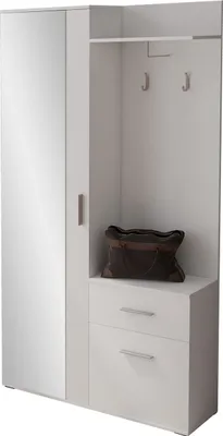 Produktbild von MIRJAN24 Garderobe-Set Lux, Wandgarderobe, 2 Kleiderhaken, Schrank und Schuhschrank, Tür universell (Farbe: Alpenweiss)