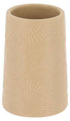 Obrázok produktu pre TENDANCE | Hrnček na ústnu vodu - hrnček na zubnú kefku - 8 x 8 x 18 cm - béžový - hrnček do kúpeľne - kamenina
