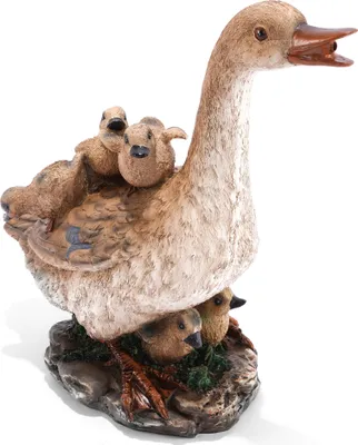 Produktbild von esotec Wasserspeier Gans mit Küken Einzelfigur mit Schlauch Polyresin 100750