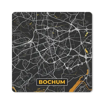 Produktbild von MuchoWow® Mauspad Mousepad Bochum - Stadtplan - Karte - Gold - Deutschland 20x20 cm - Mousepads - Maus Mat - Pad - Mausunterlage - Desk Mat - Bureauartikeln