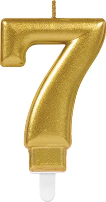 Produktbild von Amscan 9901779 - Zahlenkerze 7, Höhe 9,3 cm, Gold, Kuchenkerze, Geburtstag